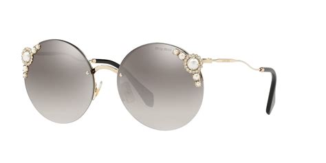 sonnenbrille miu miu mu 52ts 60c gebraucht|Miu Miu MU 52TS WO42H2 Pale gold Metal Round Sunglasses .